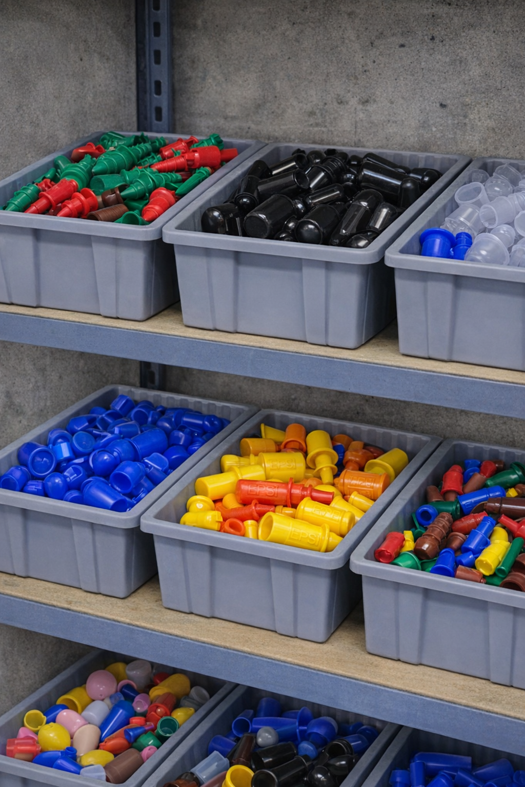 Organized industrial shelving with masking products